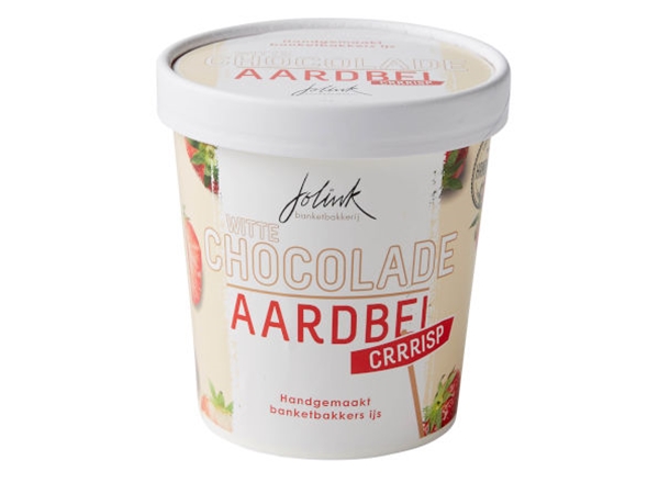 Witte choco aardbei crisp pint